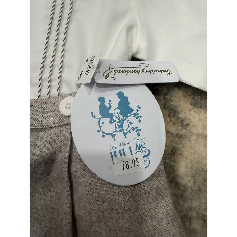 Luli & Me Long Sleeve Brown Tweed Button On Short Set Fall 6 Months NWT